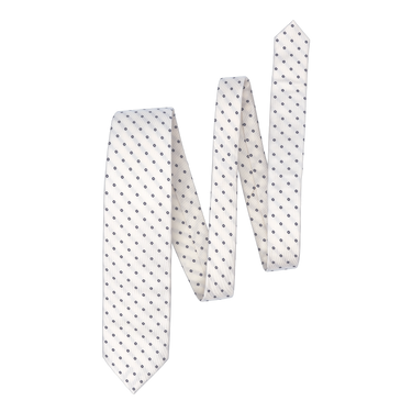 Printed Silk Tie in White