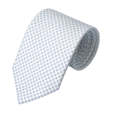 Printed Self-Tipped Silk Tie in White