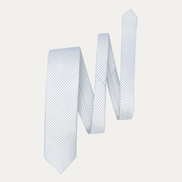 Printed Self-Tipped Silk Tie in White