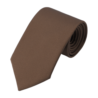 Plain Silk Tie in Coffee Brown