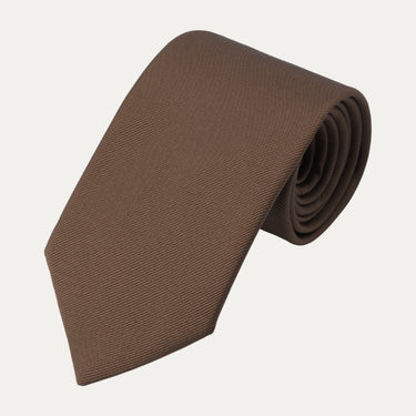 Plain Silk Tie in Coffee Brown