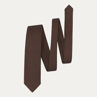 Plain Silk Tie in Moro Brown