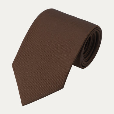 Plain Silk Tie in Dark Brown