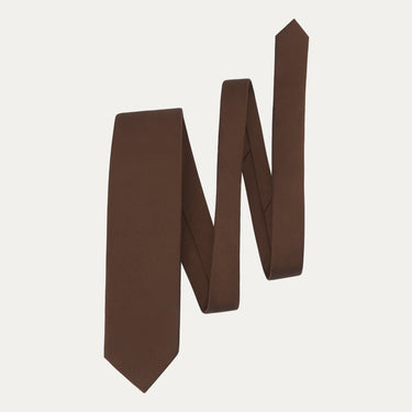 Plain Silk Tie in Dark Brown
