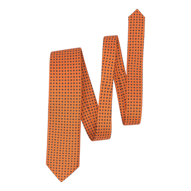 Flower Printed Silk Tie in Orange