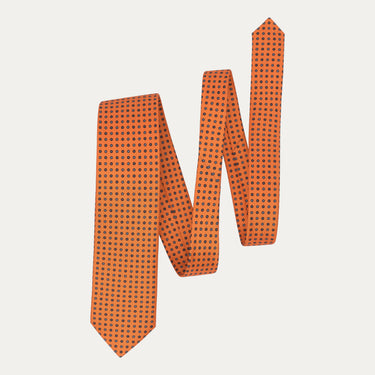 Corbata de seda con estampado de flores en color naranja