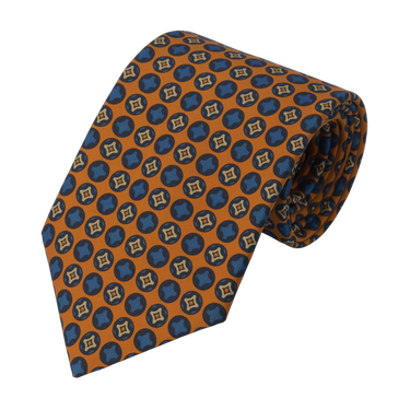 Printed Silk Tie in Orange