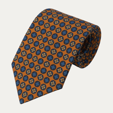 Printed Silk Tie in Orange