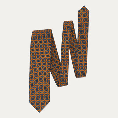 Printed Silk Tie in Orange