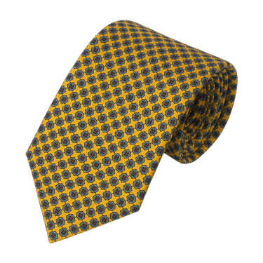 Printed Silk Tie in Yellow