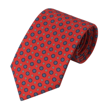 Printed Silk Tie in Red