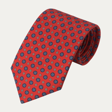 Corbata de seda estampada en color rojo