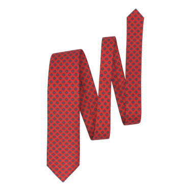 Printed Silk Tie in Red