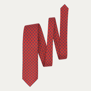 Corbata de seda estampada en color rojo