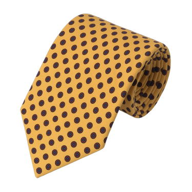 Printed Silk Tie in Yellow