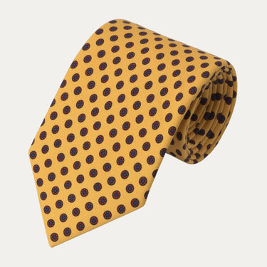 Corbata de seda estampada en color amarillo