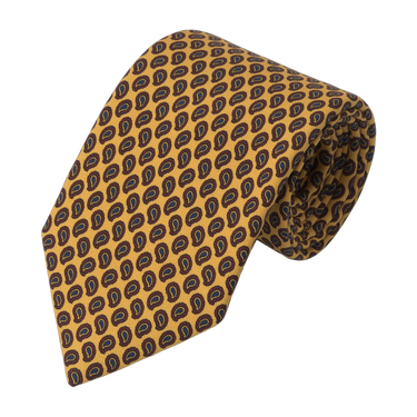 Paisley Printed Silk Tie in Yellow