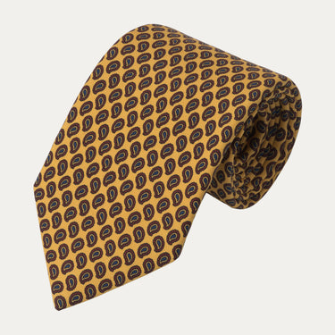 Corbata de seda con estampado de cachemira en amarillo