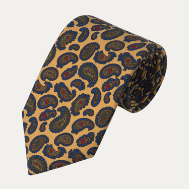 Corbata de seda con estampado de cachemira en amarillo