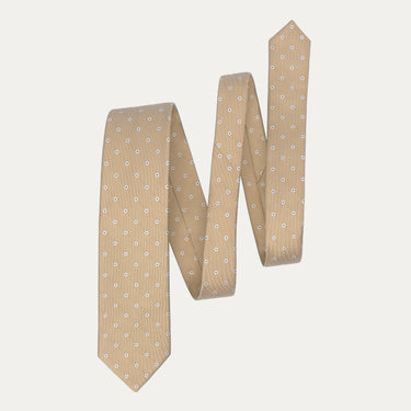 Corbata de seda bordada en color beige