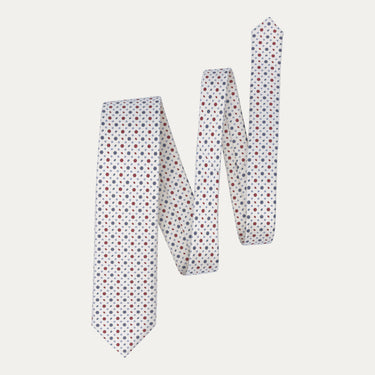 Corbata de seda con estampado de flores en color blanco