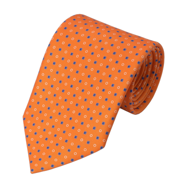 Flower Self-Tipped Silk Tie in Orange