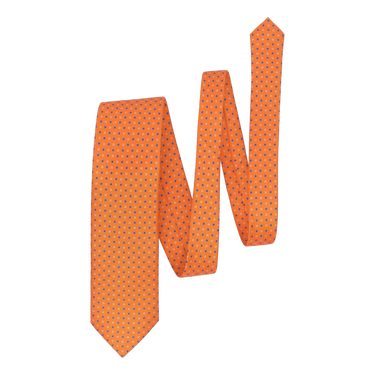 Flower Self-Tipped Silk Tie in Orange