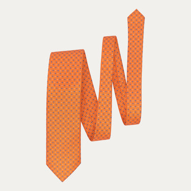 Flower Self-Tipped Silk Tie in Orange