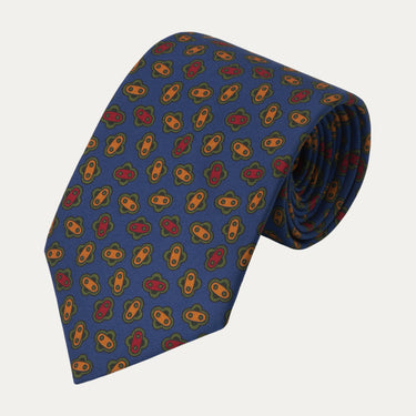 Printed Silk Tie in Royal Blue