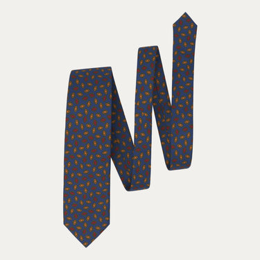 Printed Silk Tie in Royal Blue