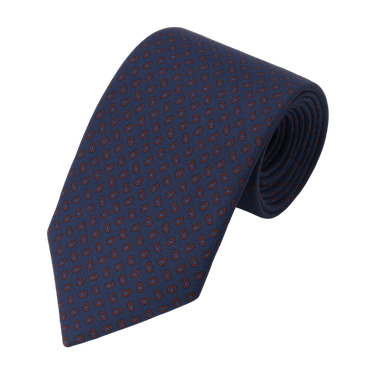 Paisley Printed Silk Tie in Dark Blue