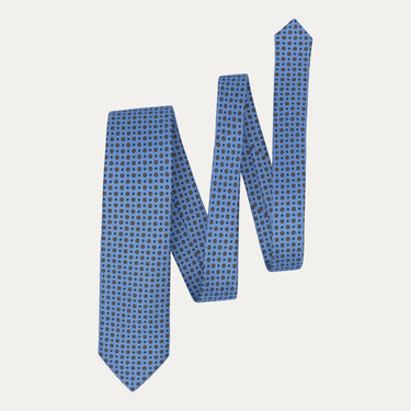 Flower Printed Silk Tie in Sky Blue