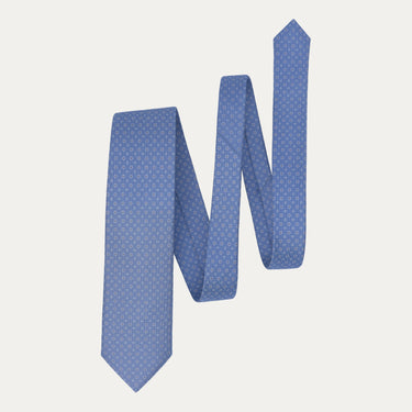 Flower-Printed Silk Tie in Sky Blue