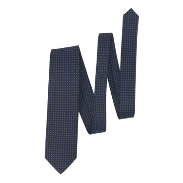 Flower Printed Silk Tie in Dark Blue