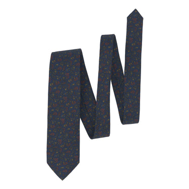 Printed Paisley Multicolor Silk Tie in Dark Blue