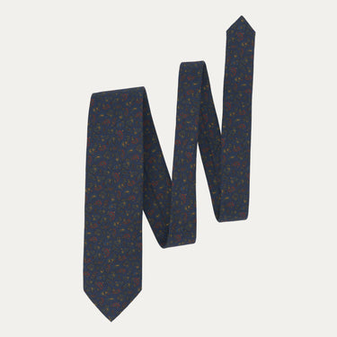 Printed Paisley Multicolor Silk Tie in Dark Blue