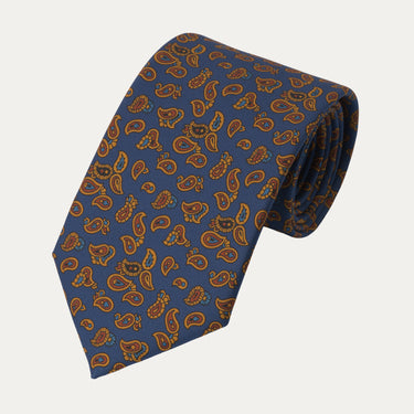 Printed Paisley Multicolor Silk Tie in Royal Blue