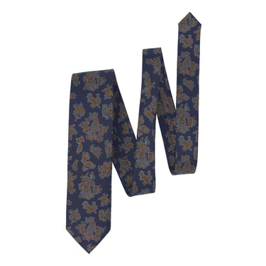 Paisley Printed Dark Blue Tie