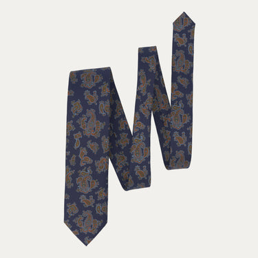 Paisley Printed Dark Blue Tie