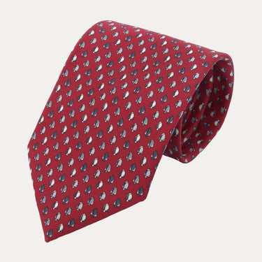 Fish Printed Silk Tie in Red