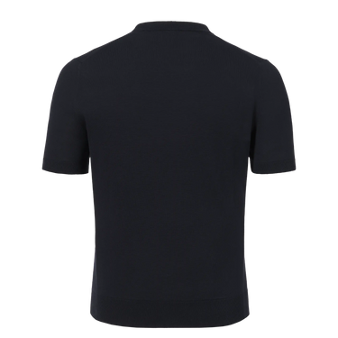 Back view of Colombo dark blue cotton T-shirt sweater MA00338/-/4-135PI/43009, showcasing clean tailoring and premium knitwear design.