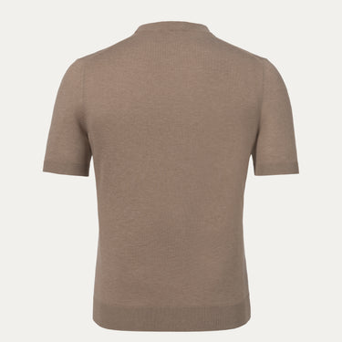 Back view of Colombo light brown cotton T-shirt sweater MA00338/-/4-135PI/80030, showcasing clean design and premium knitwear finish.