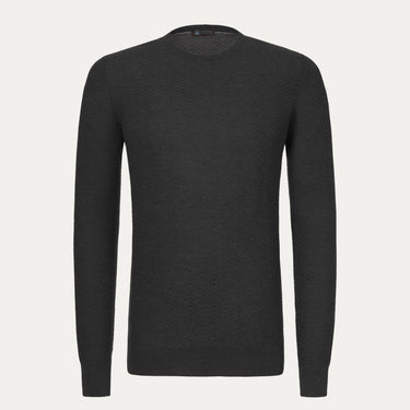 Cashmere and Silk-Blend Crew-Neck Pullover in Grey Diamond