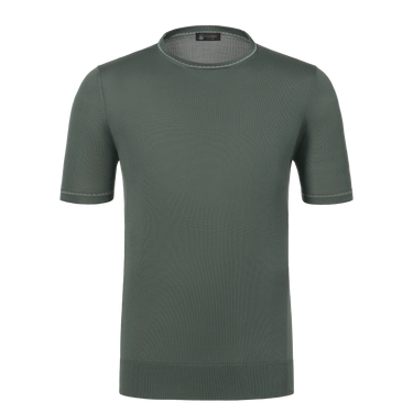 Colombo Silk T-Shirt Sweater in Light Green with short sleeves and fine knit texture, part of SS25 collection at SARTALE.