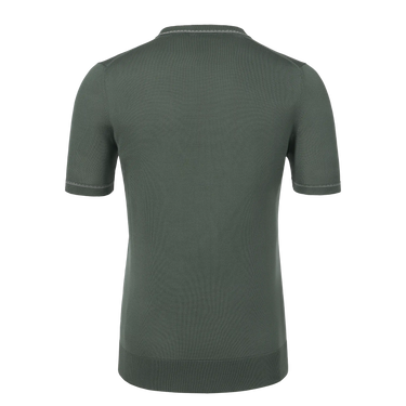 Back view of Colombo MA04604/-/4-120AN-M/9 Silk T-Shirt Sweater in Light Green, showcasing seamless knitwear design for SS25.
