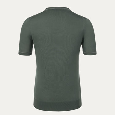 Back view of Colombo MA04604/-/4-120AN-M/9 Silk T-Shirt Sweater in Light Green, showcasing seamless knitwear design for SS25.
