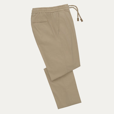 Pantalones de mezcla de algodón y seda en color topo