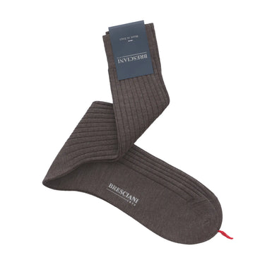 Ribbed Wool Socks in Earth Brown