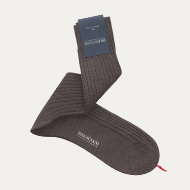 Ribbed Wool Socks in Earth Brown