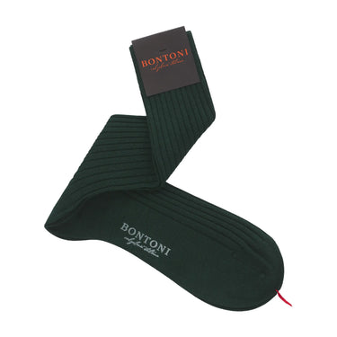 Ribbed Cashmere and Silk-Blend Socks in Deep Green